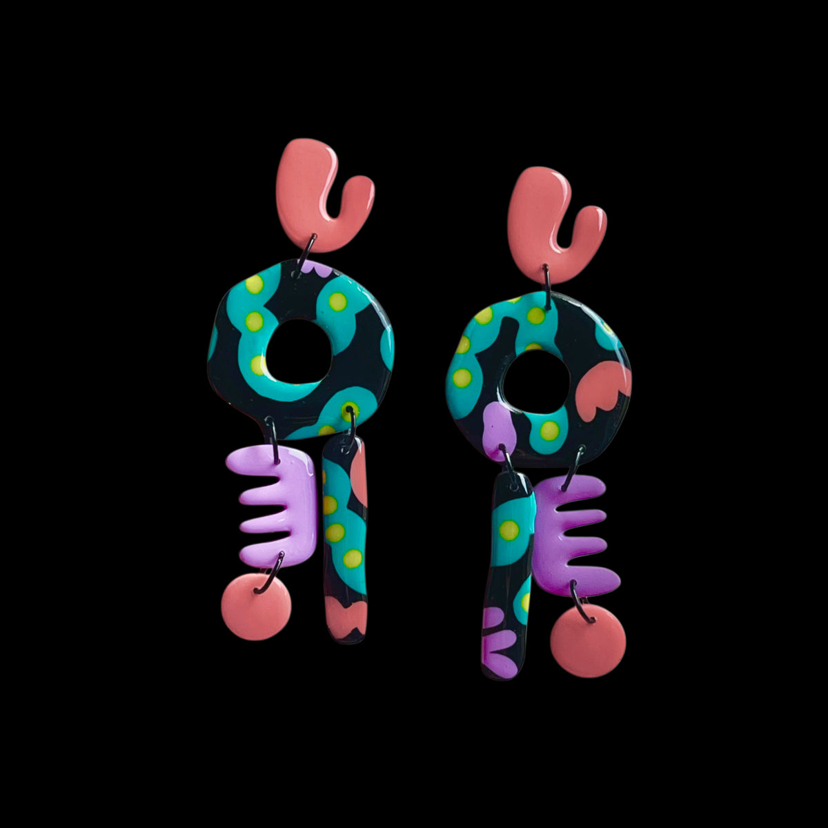 Unique dangly earring-microorganism
