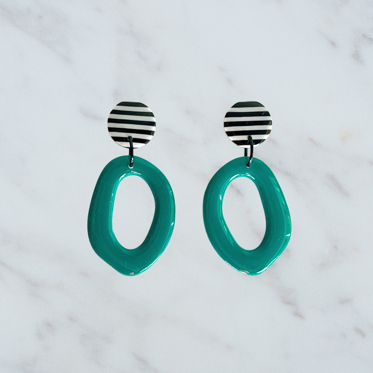 Ring earring- green and strip
