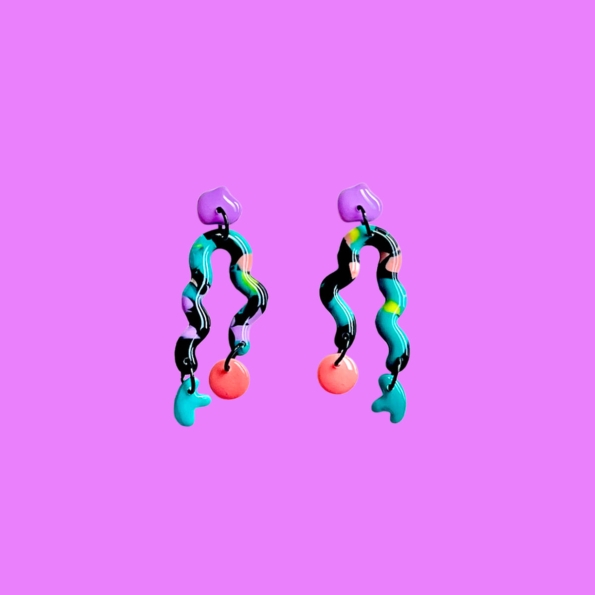 Unique dangly earring-microorganism