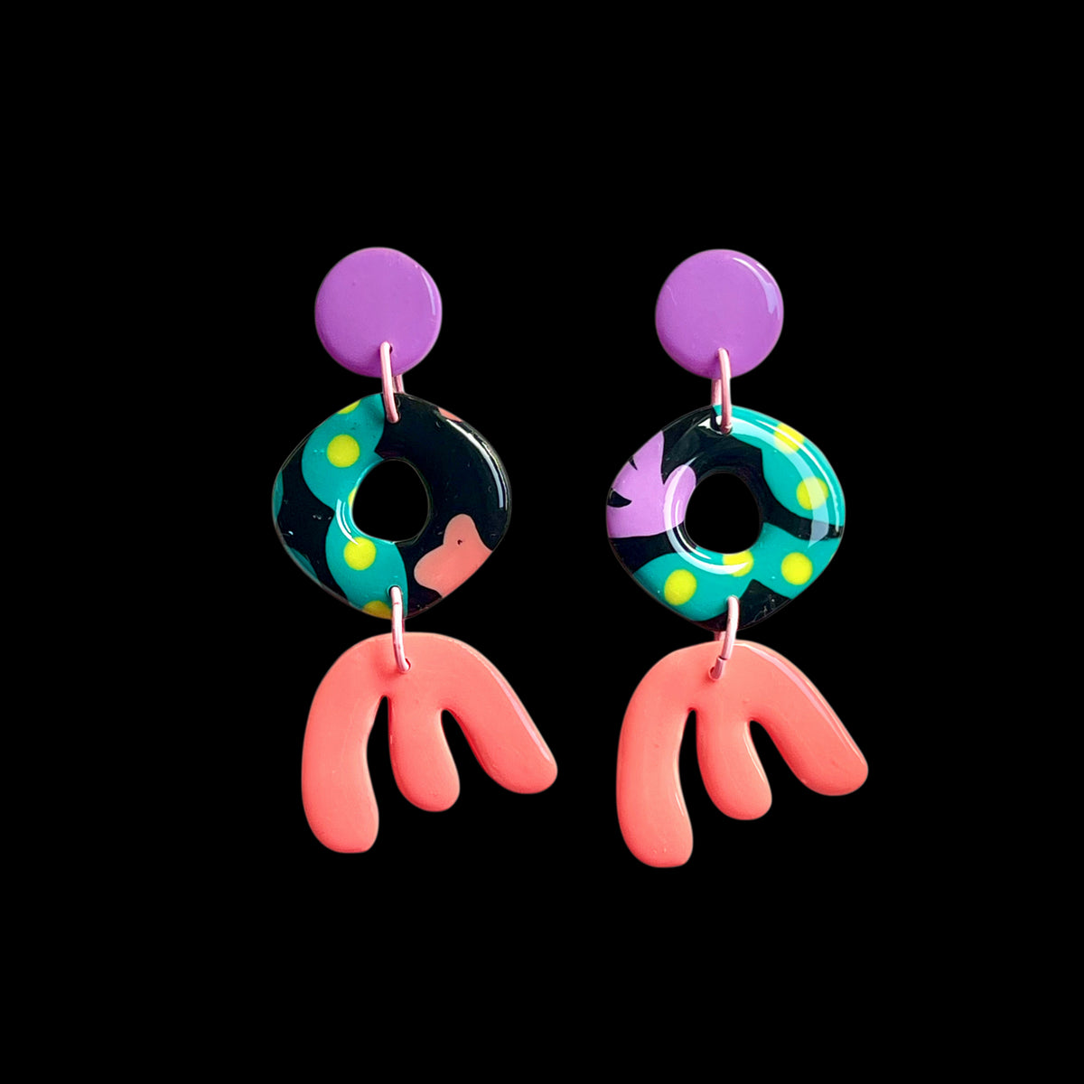 Unique dangly earring-microorganism