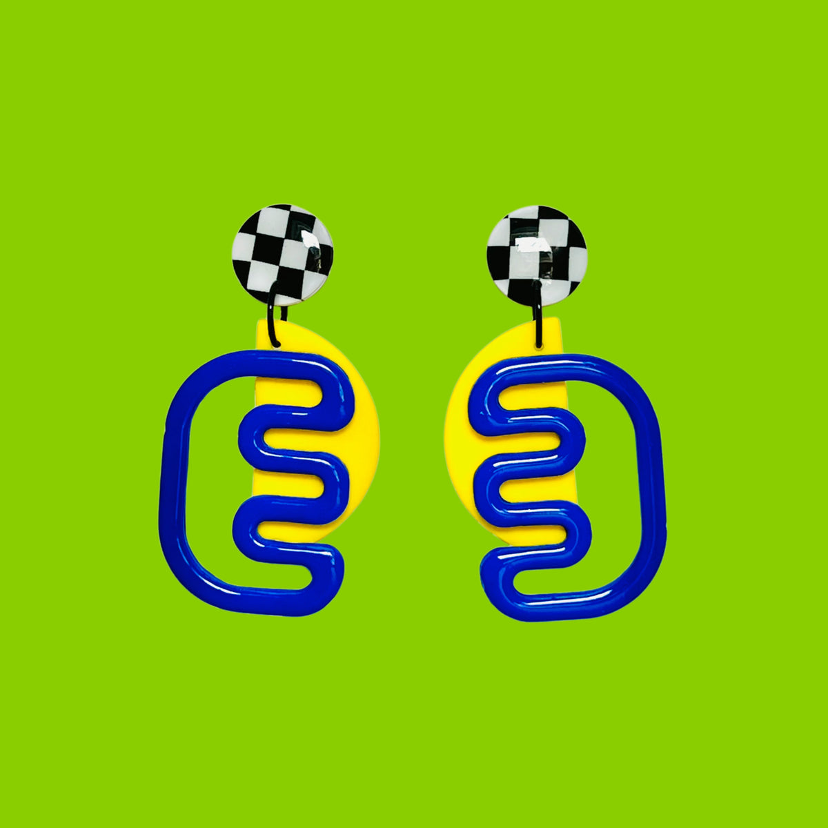 Unique dangly earrings- D met M (Blue, yellow)