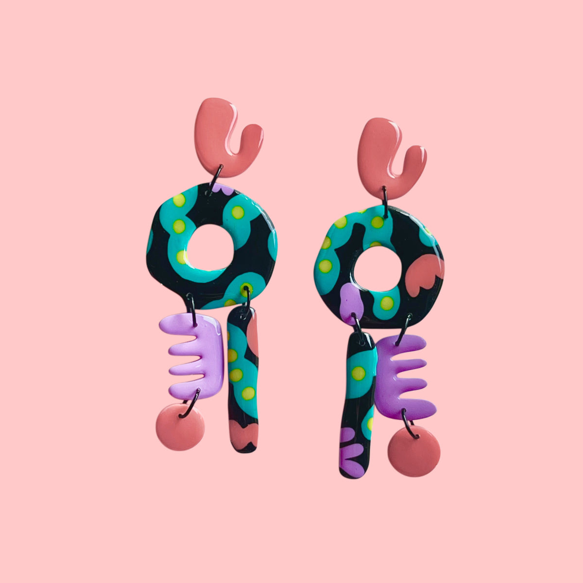 Unique dangly earring-microorganism