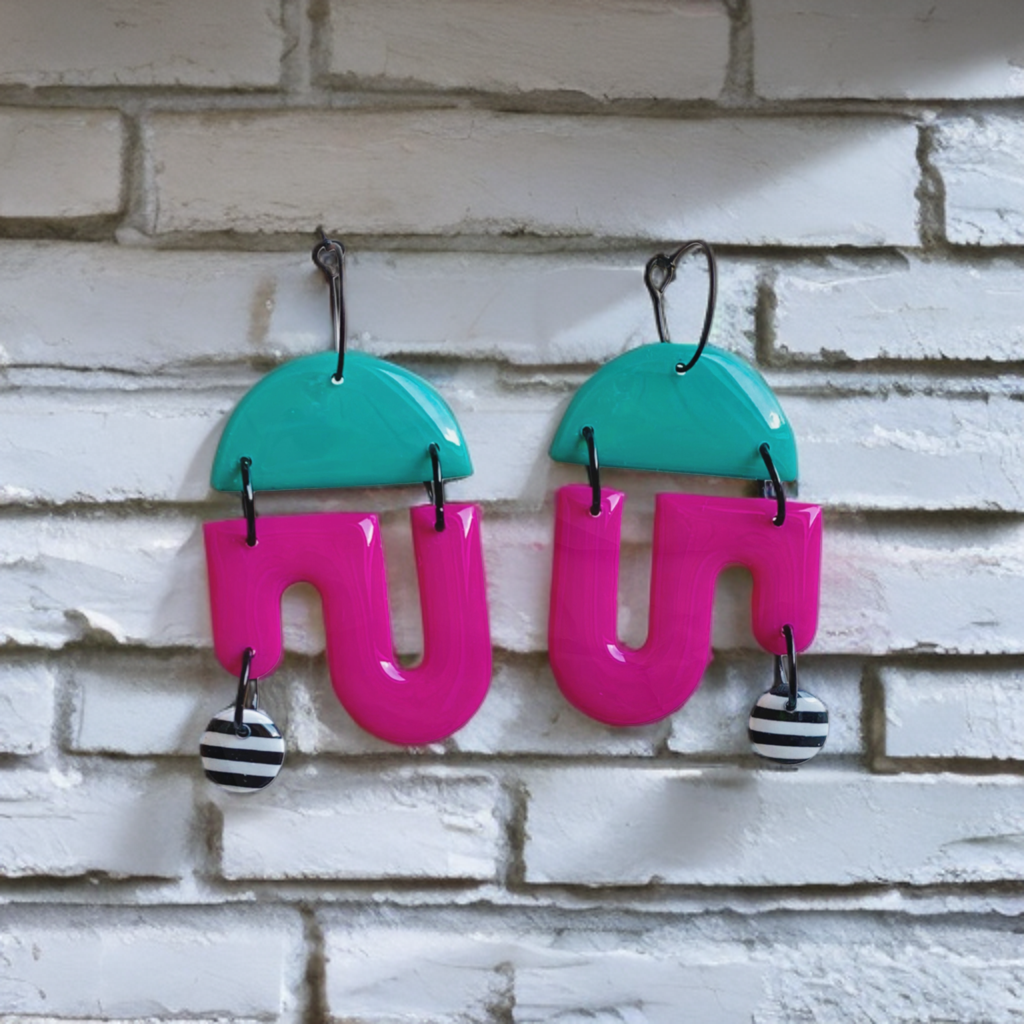 Floating House (raspberry pink and green)
