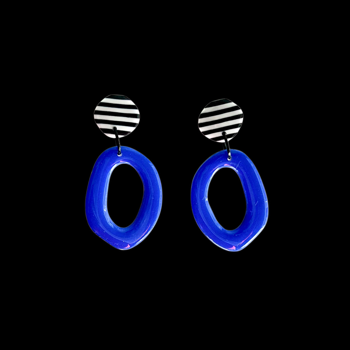 Ring earring- blue and stripes