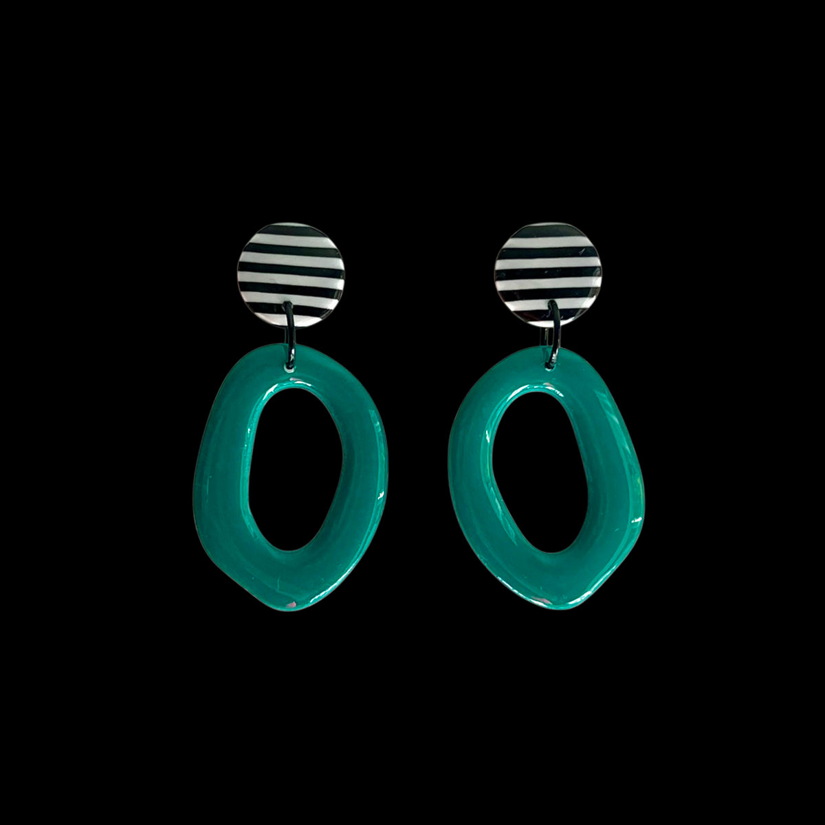 Ring earring- green and strip