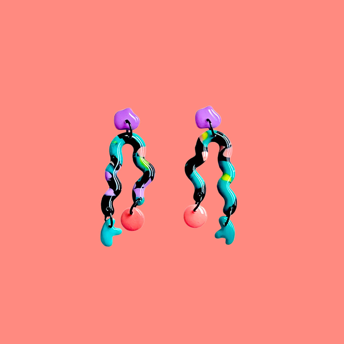 Unique dangly earring-microorganism