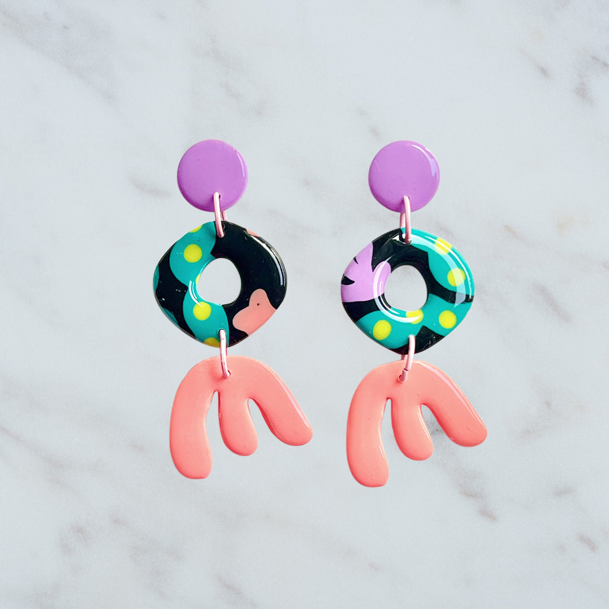 Unique dangly earring-microorganism