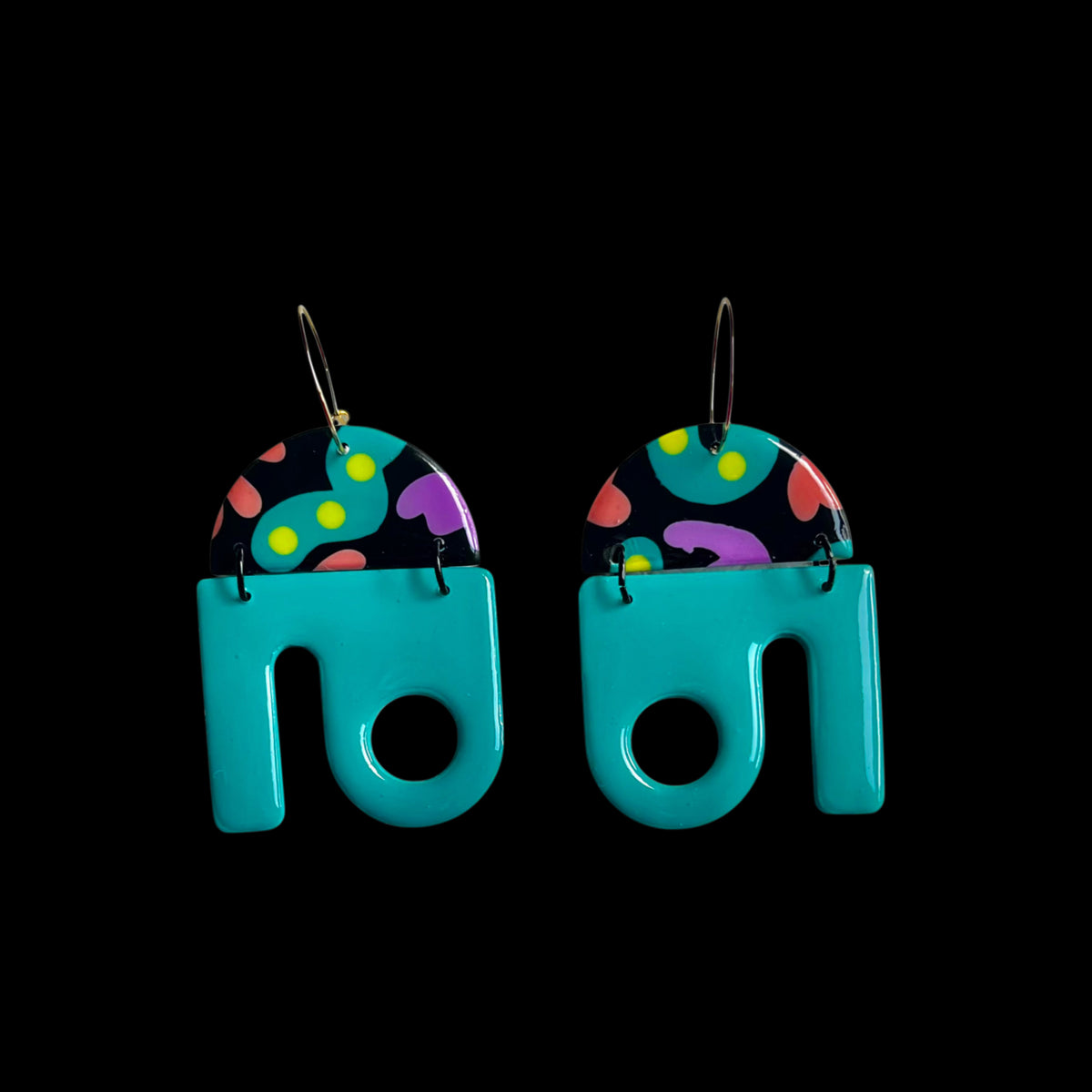 Unique dangly earring-microorganism