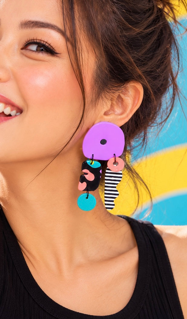 Unique dangly earring-microorganism