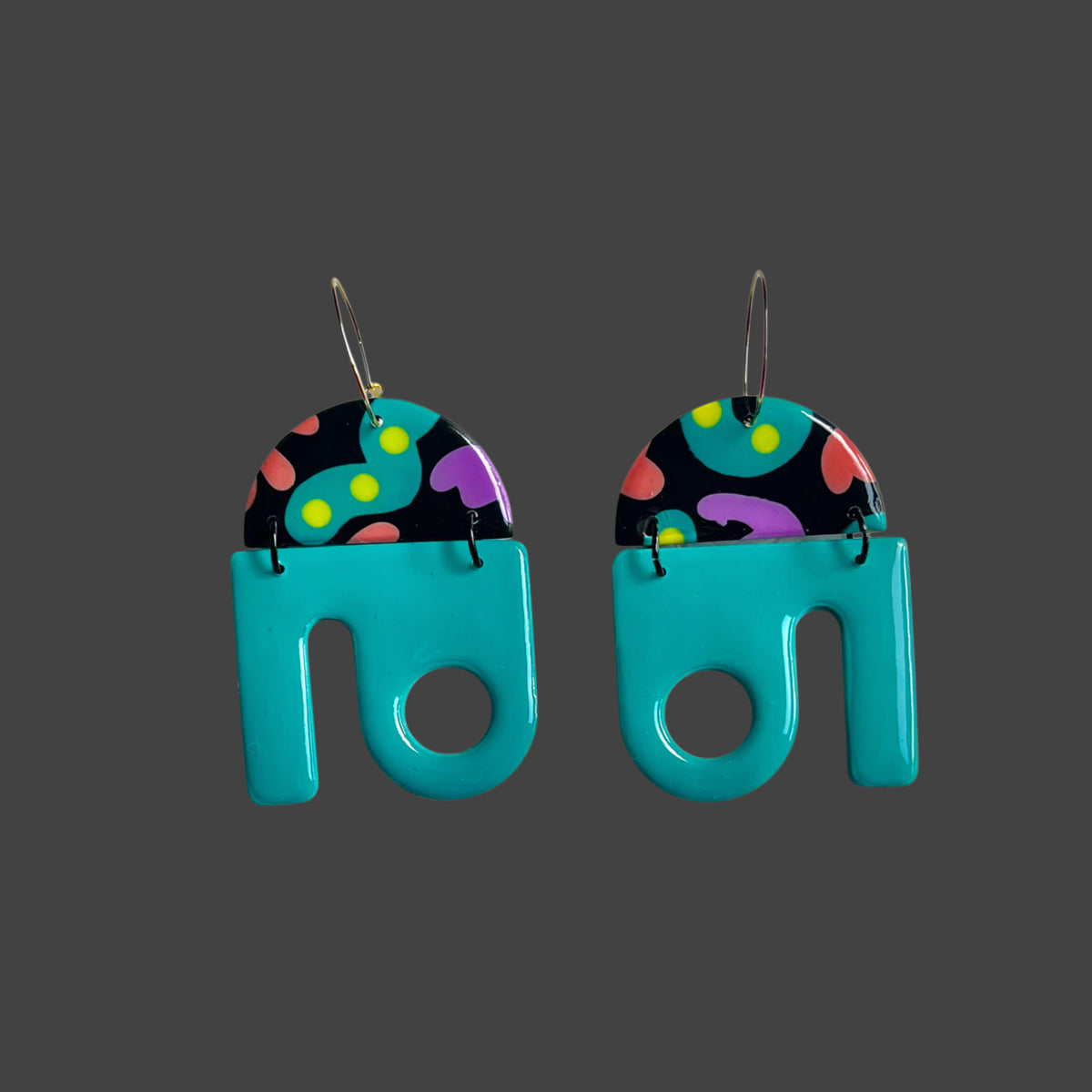 Unique dangly earring-microorganism