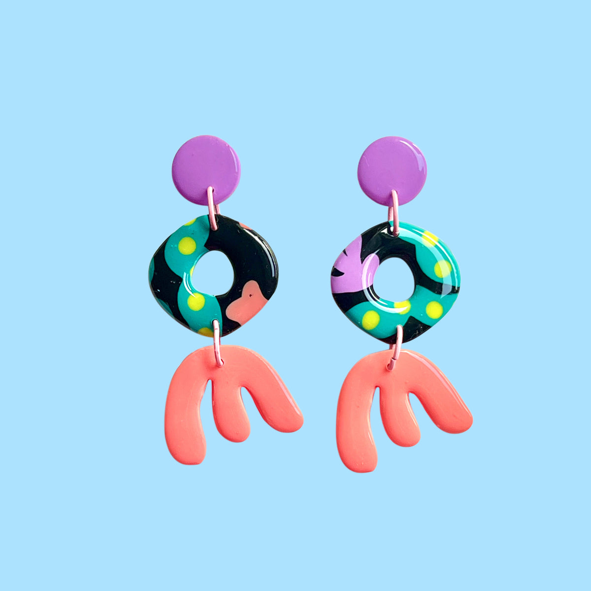 Unique dangly earring-microorganism