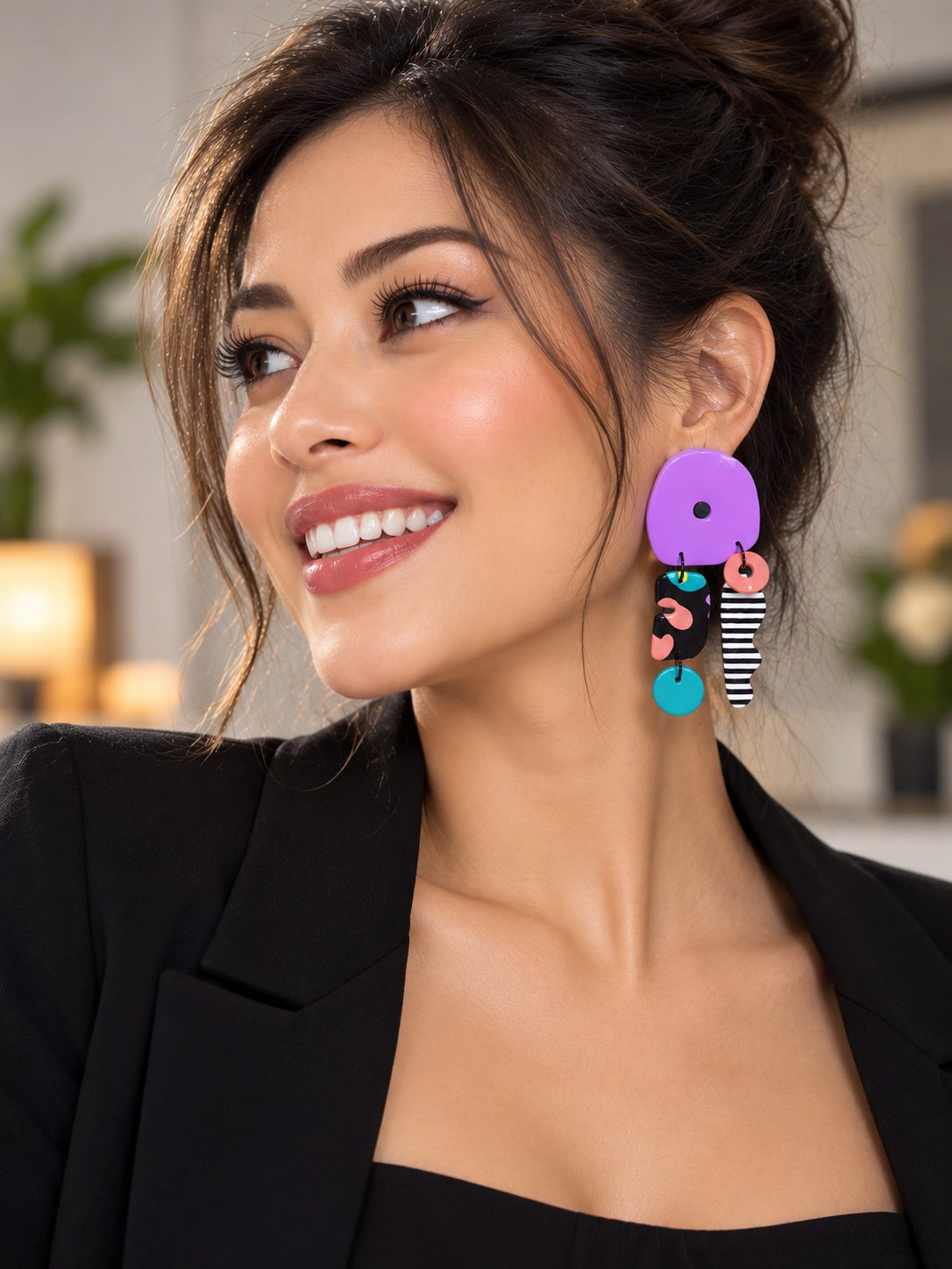 Unique dangly earring-microorganism