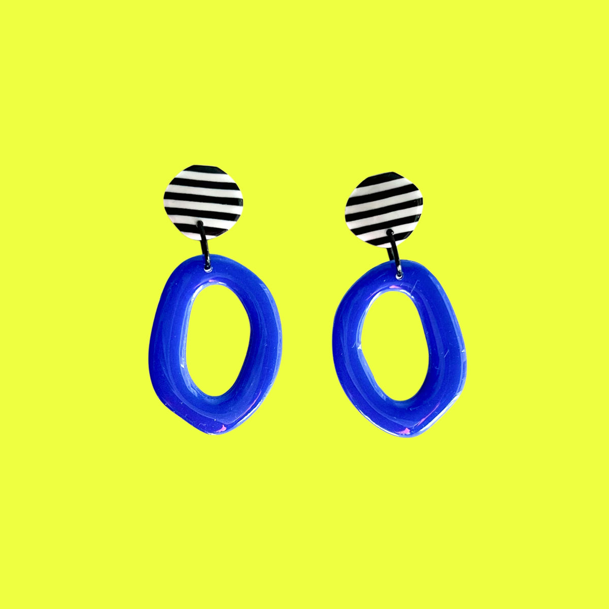 Ring earring- blue and stripes